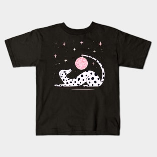 Pink Dalmatian Dog with Disco Ball illustration Kids T-Shirt